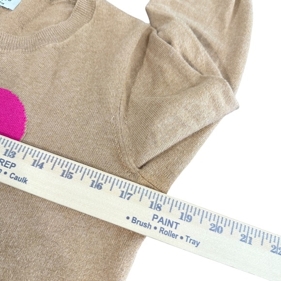J Crew Teddy Sweater Camel Pink Heart Crew Knit Pullover Pre-Owned Womens M/L - Picture 12 of 13